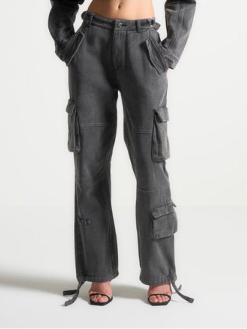 Manière De Voir Washed Black Utility Cargo Pants